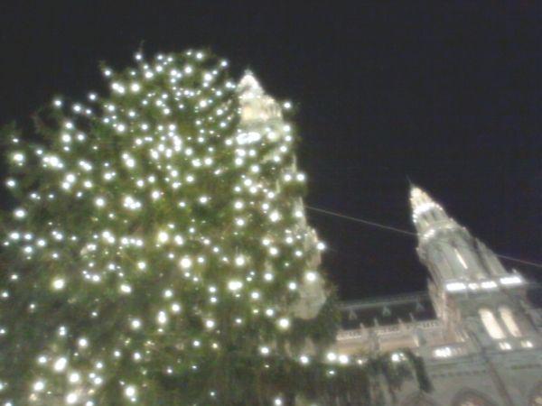 Der Christbaum und der Rathausmann. Die Fotos sind sehr schlecht, darum musste ich mir mit (weihnachtlichen) Leuchteffekten helfen :-)